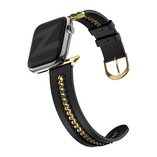 Bandz Apple Watch Lederarmband 'Chains' (Schwarz)