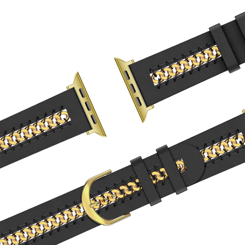 Bandz Apple Watch Lederarmband 'Chains' (Schwarz)