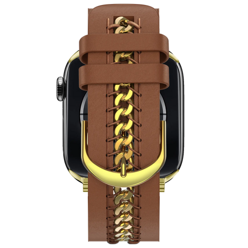 Bandz Apple Watch Lederarmband 'Chains' (Braun)