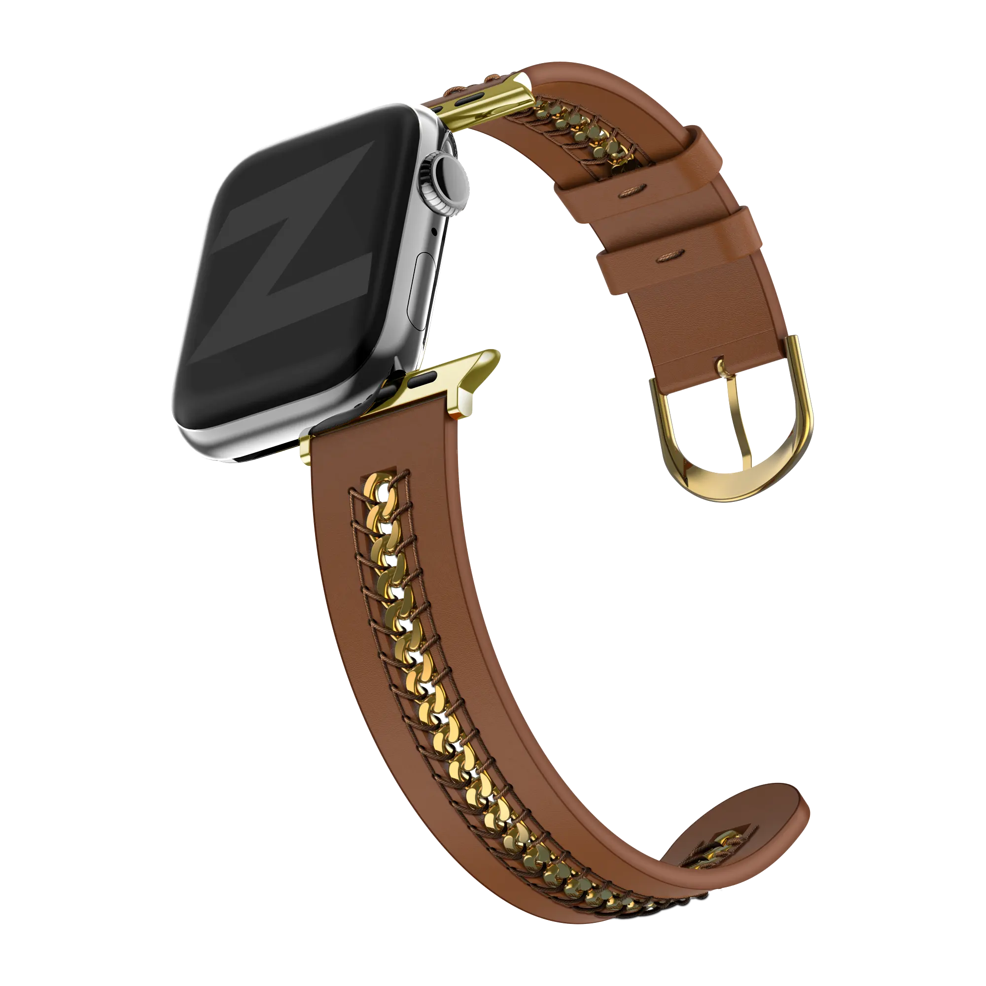 Bandz Apple Watch Lederarmband 'Chains' (Braun)