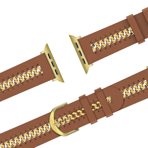 Bandz Apple Watch Lederarmband 'Chains' (Braun)