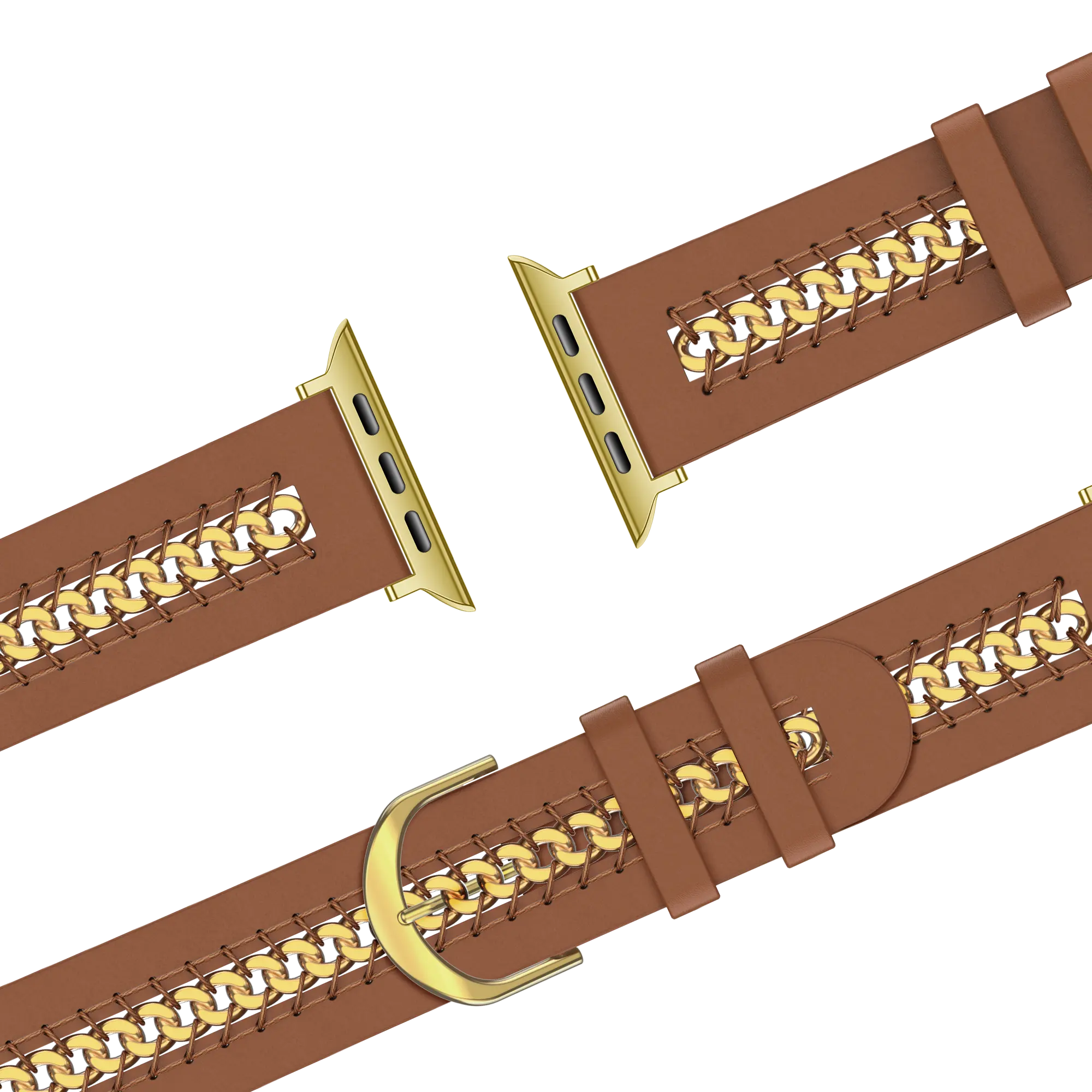 Bandz Apple Watch Lederarmband 'Chains' (Braun)