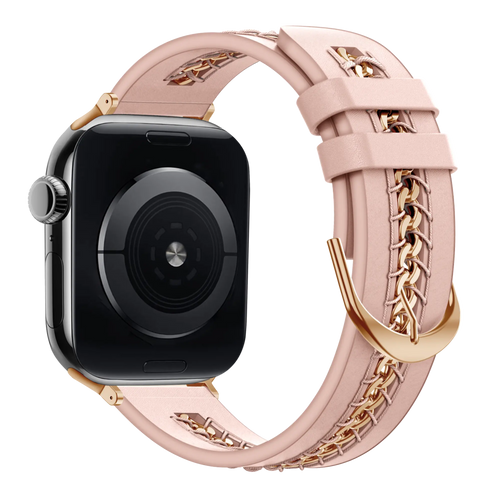 Bandz Apple Watch Leather Strap 'Chains' (Pink)