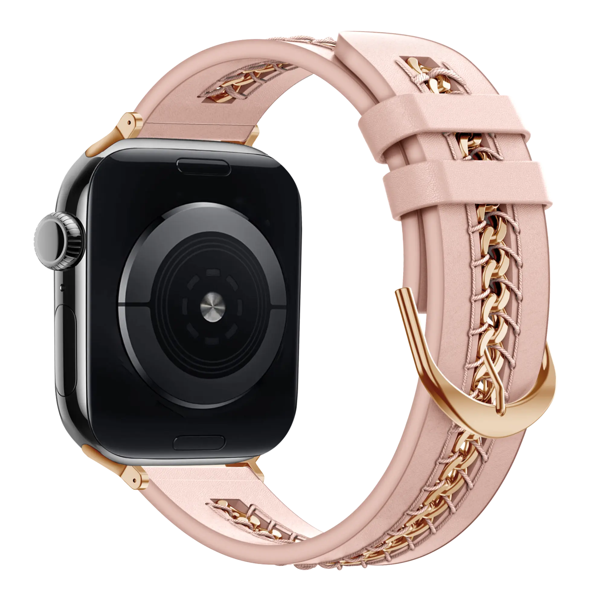 Bandz Apple Watch Leather Strap 'Chains' (Pink)
