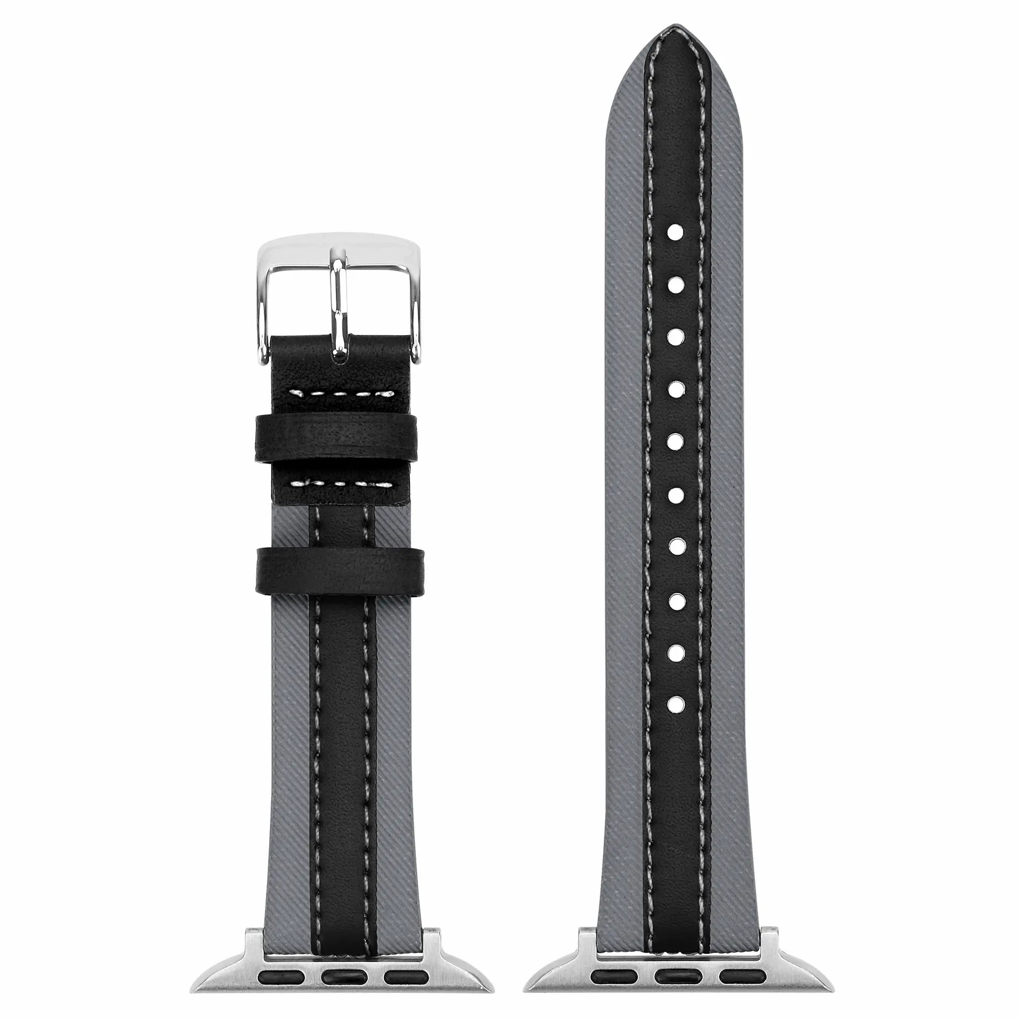 Apple Watch Slim Hybrid Leather Strap (Grey/Black)