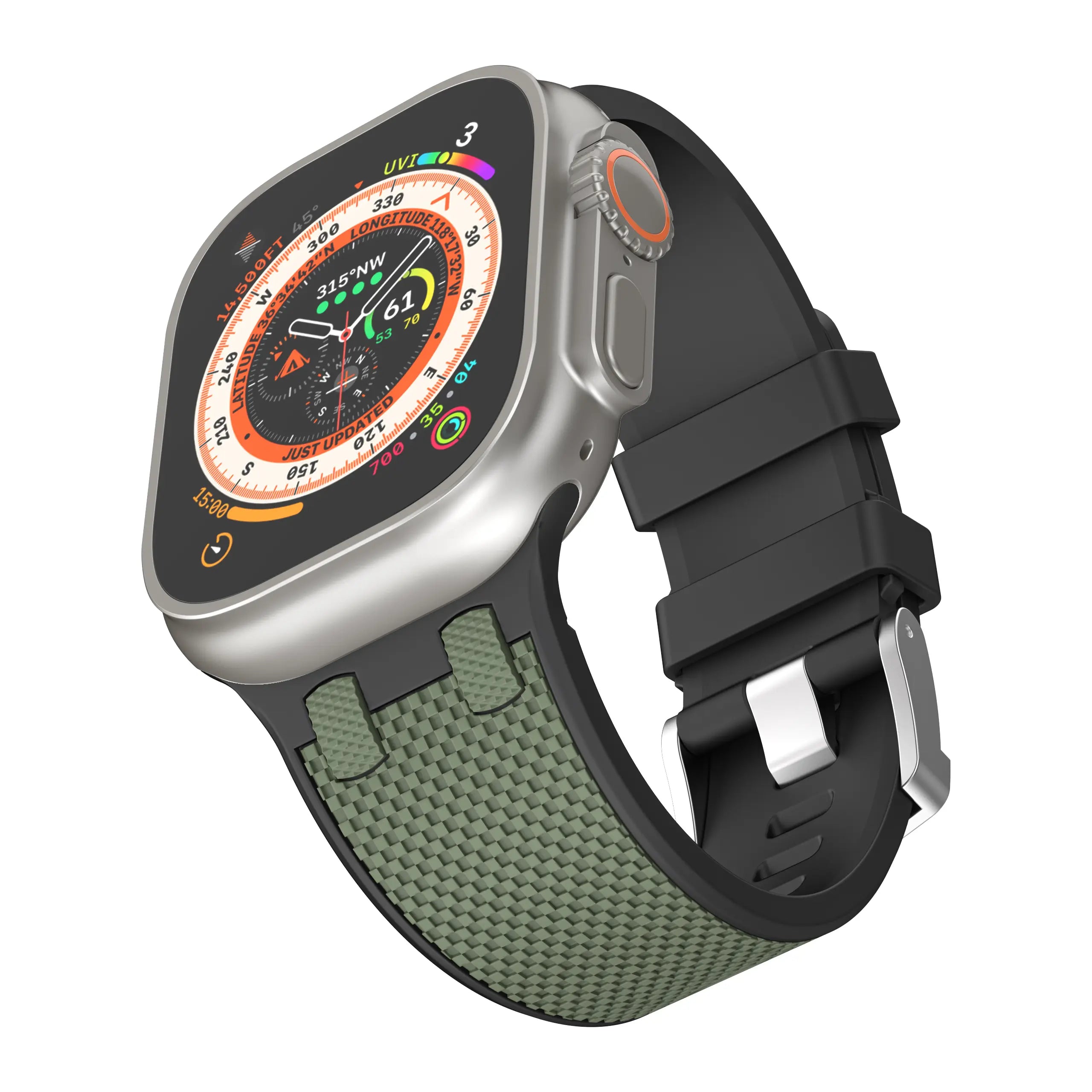 Apple Watch Sport Grain Armband (Schwarz/Grün)