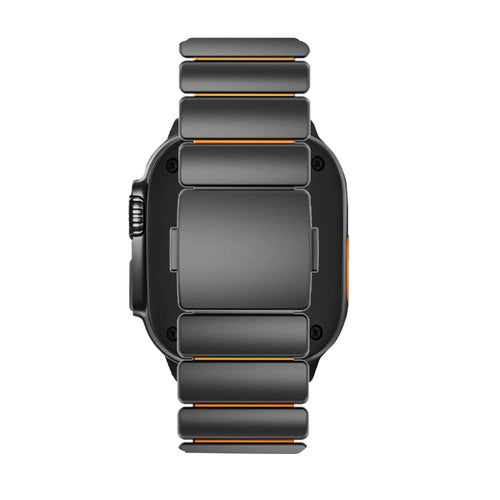Bandz Apple Watch Titanium Strap 'Hybrid' (Black/Orange)
