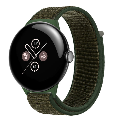 Google Pixel Watch 4 - 45mm Nylonarmband (Armee Grün)