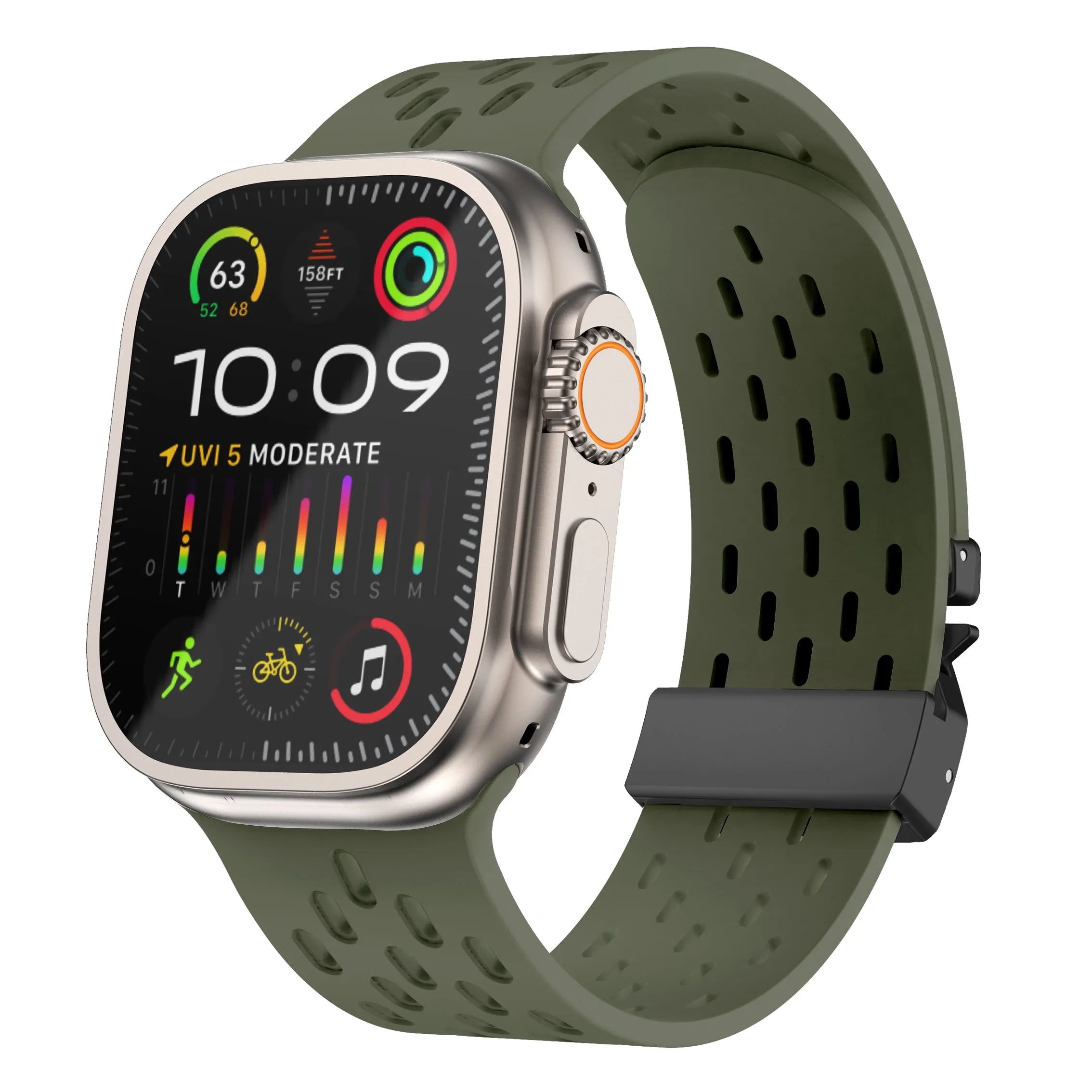 Apple Watch Silikonarmband mit P-Schnalle (Armeegrün)