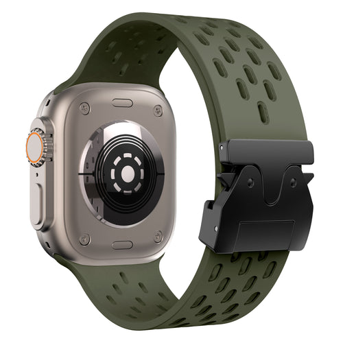 Apple Watch Silikonarmband mit P-Schnalle (Armeegrün)
