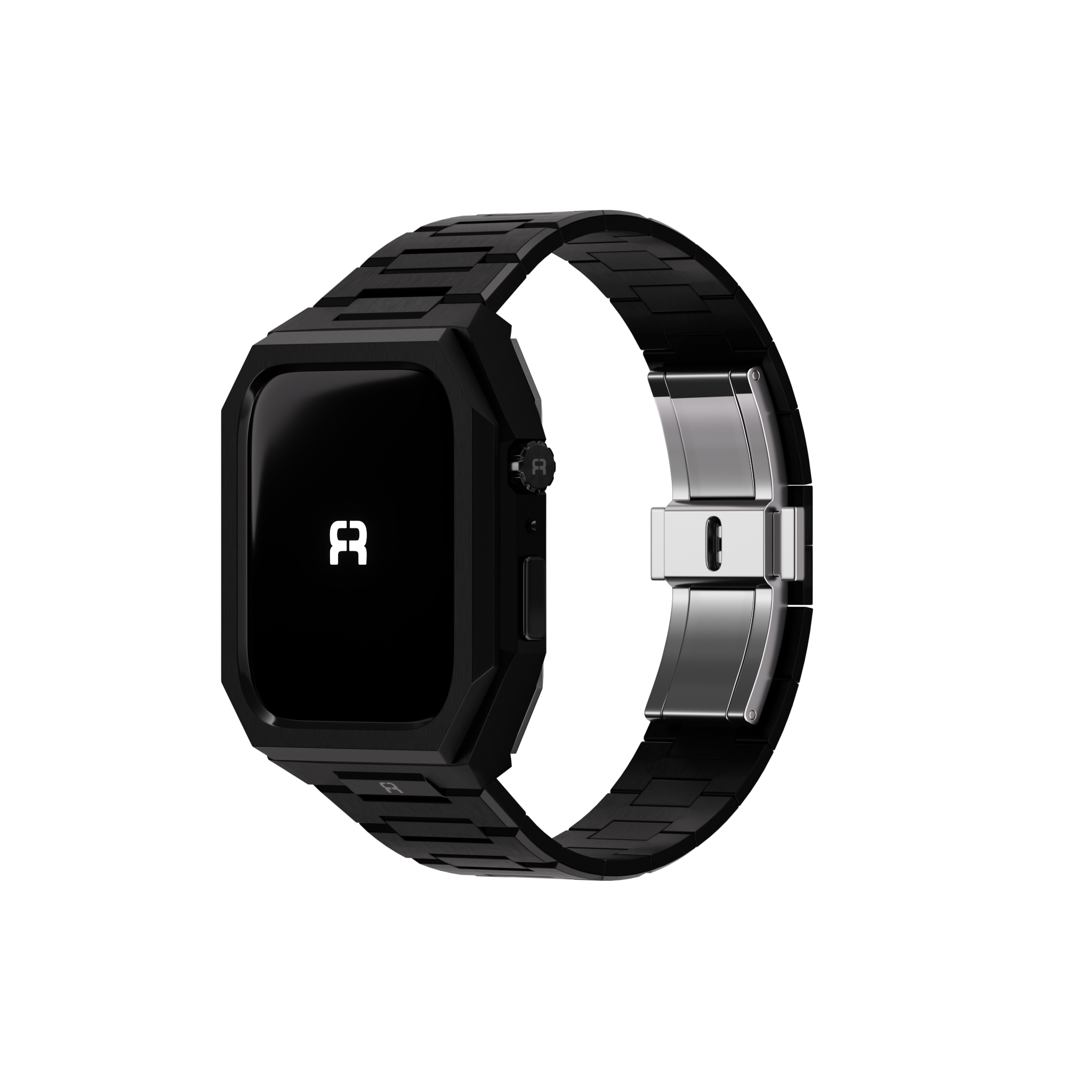 Reqior Apple Watch 45mm Hülle mit integriertem Stahlarmband 'Nautilus' (Schwarz)