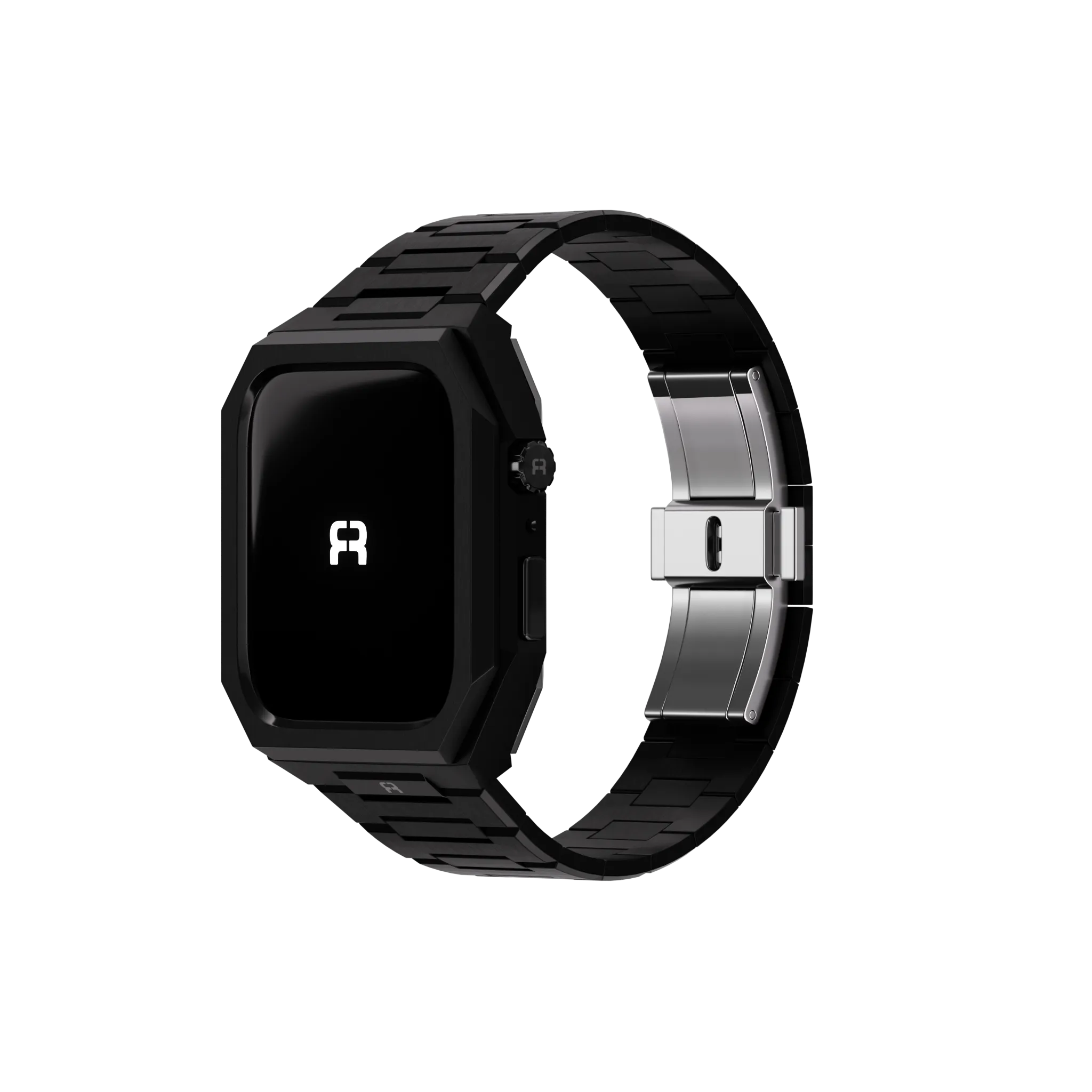 Reqior Apple Watch 45mm Hülle mit integriertem Stahlarmband 'Nautilus' (Schwarz)