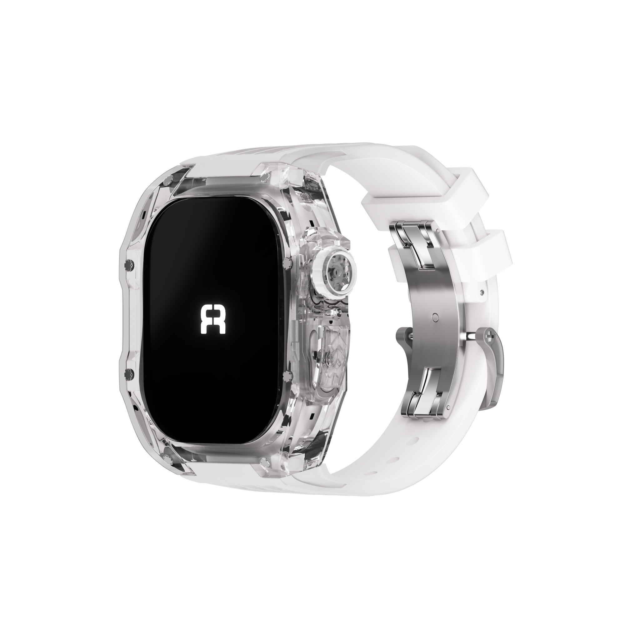 Reqior Apple Watch 45mm Polymer Hülle mit integriertem Gummi-Armband (Transparent)