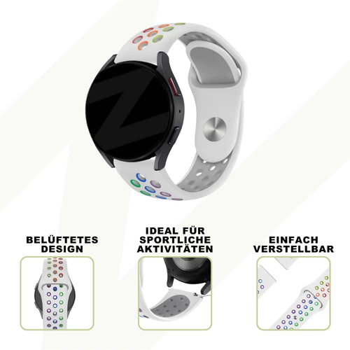 Bandz Coros Pace 2 Sportarmband 'Deluxe' (Weiß/Regenbogen)