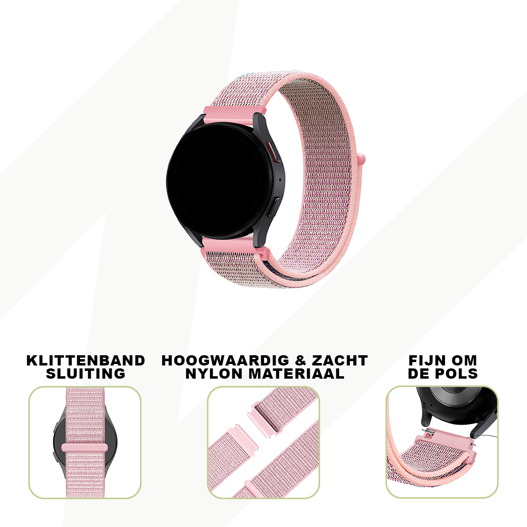 Bandz Garmin Vivoactive 3 Nylon Loop Armband (Rosa)
