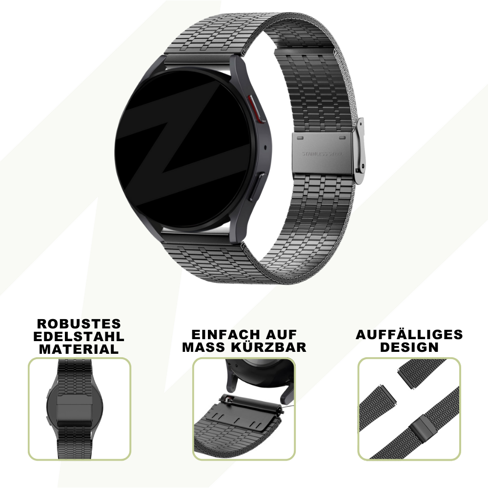 Bandz Coros Apex 42mm verstellbares Stahlarmband (Schwarz)