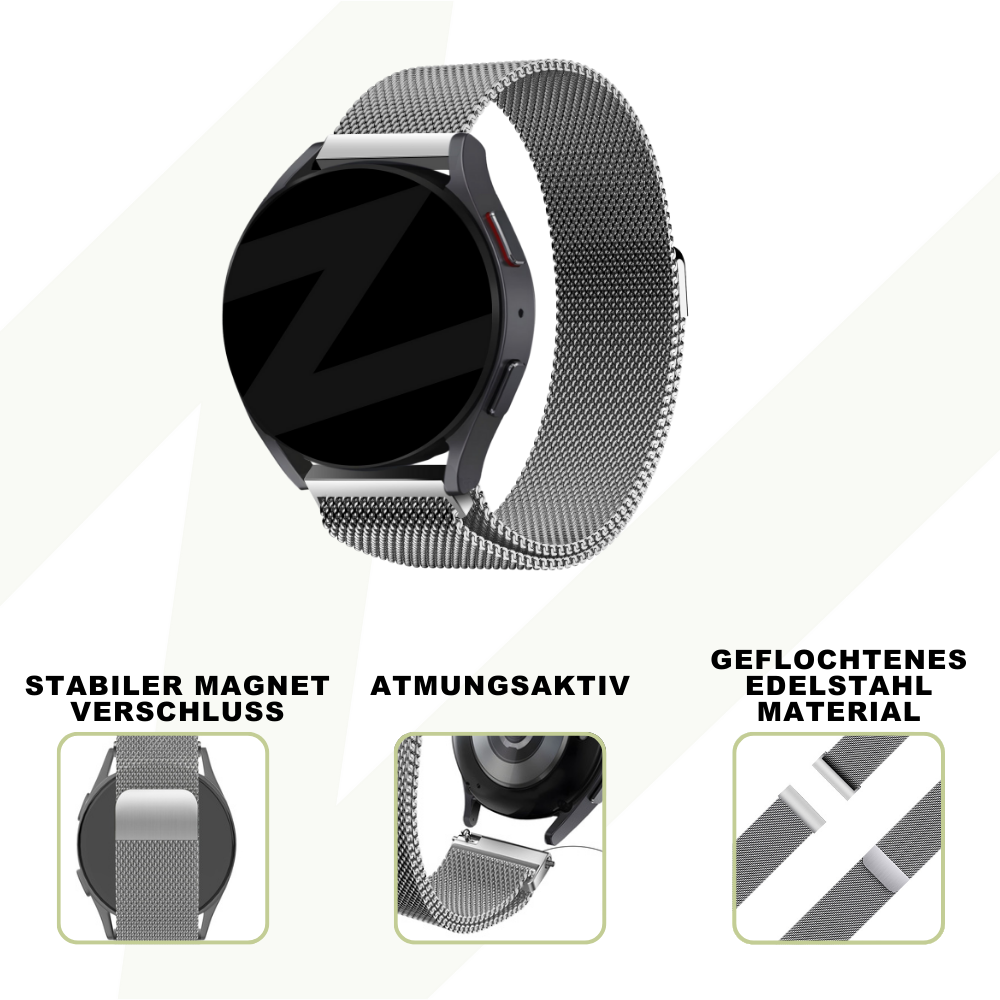 Bandz Coros Apex 42mm Milanese Loop Armband (Silber)