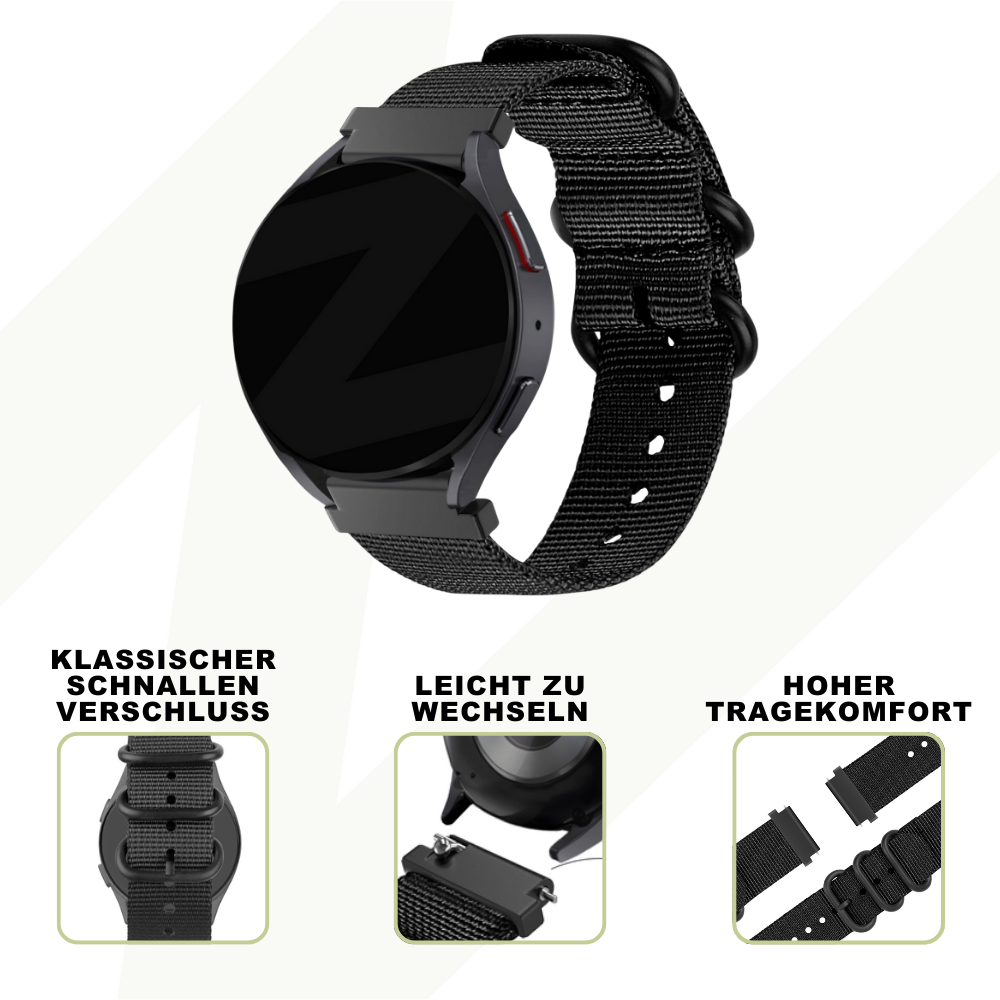 Bandz Coros Pace 3 Nylonarmband mit Schnalle (Schwarz)