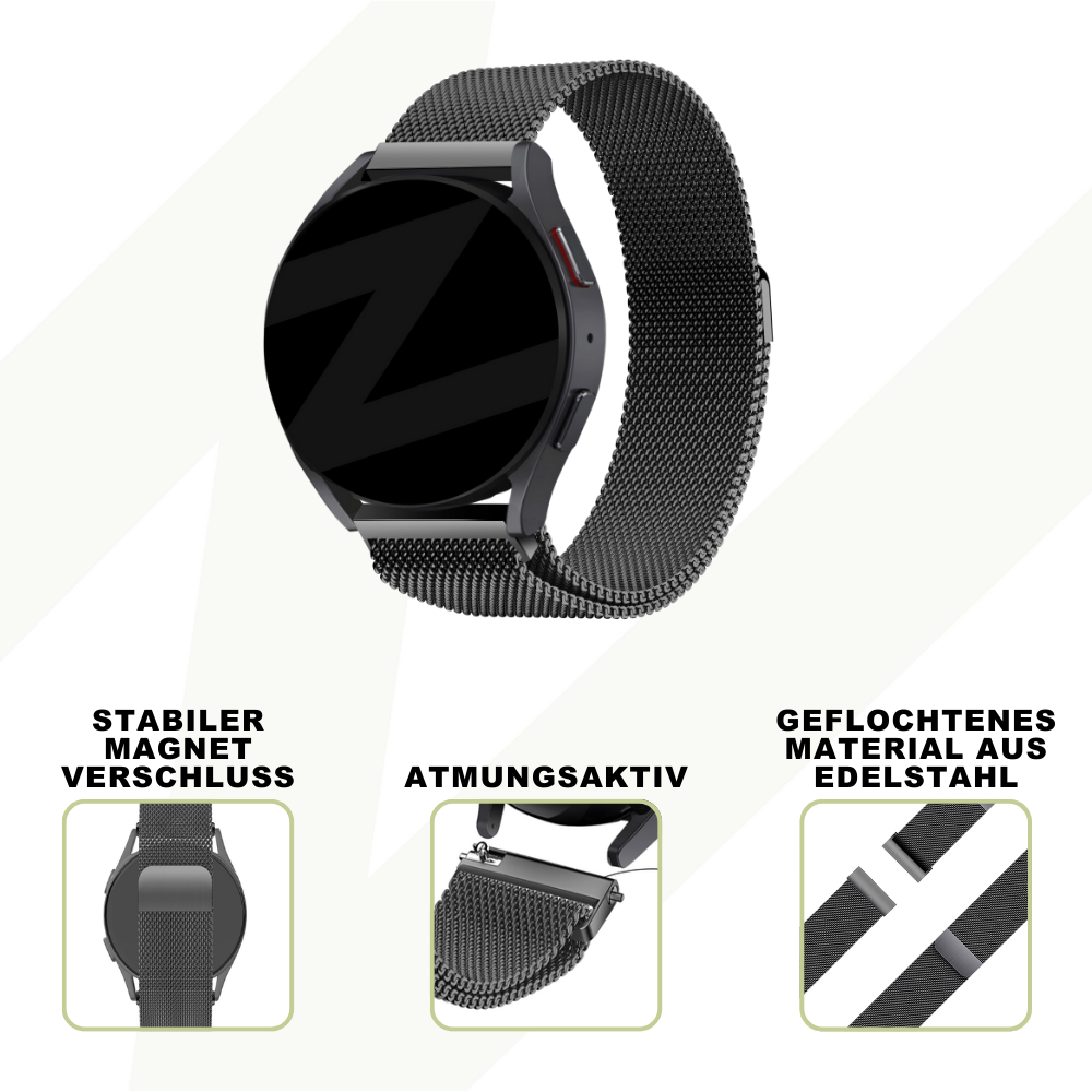 Bandz Suunto 9 Peak Pro Milanese Loop Armband (Schwarz)