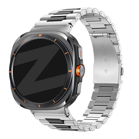 Bandz Samsung Galaxy Watch Ultra Stahlgliederband 'Deluxe' (Silber/Schwarz)