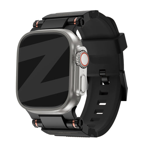 Bandz Apple Watch Silikonarmband 'Explorer' (Schwarz mit Schwarz)