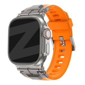 Bandz Apple Watch Armband aus Flüssigsilikon 'Explorer' (Orange mit Titan)