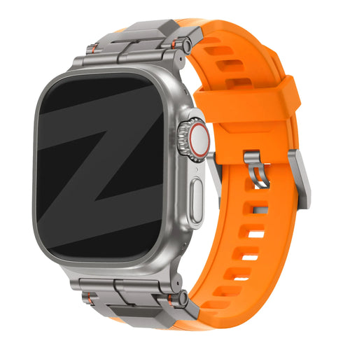 Bandz Apple Watch Armband aus Flüssigsilikon 'Explorer' (Orange mit Titan)