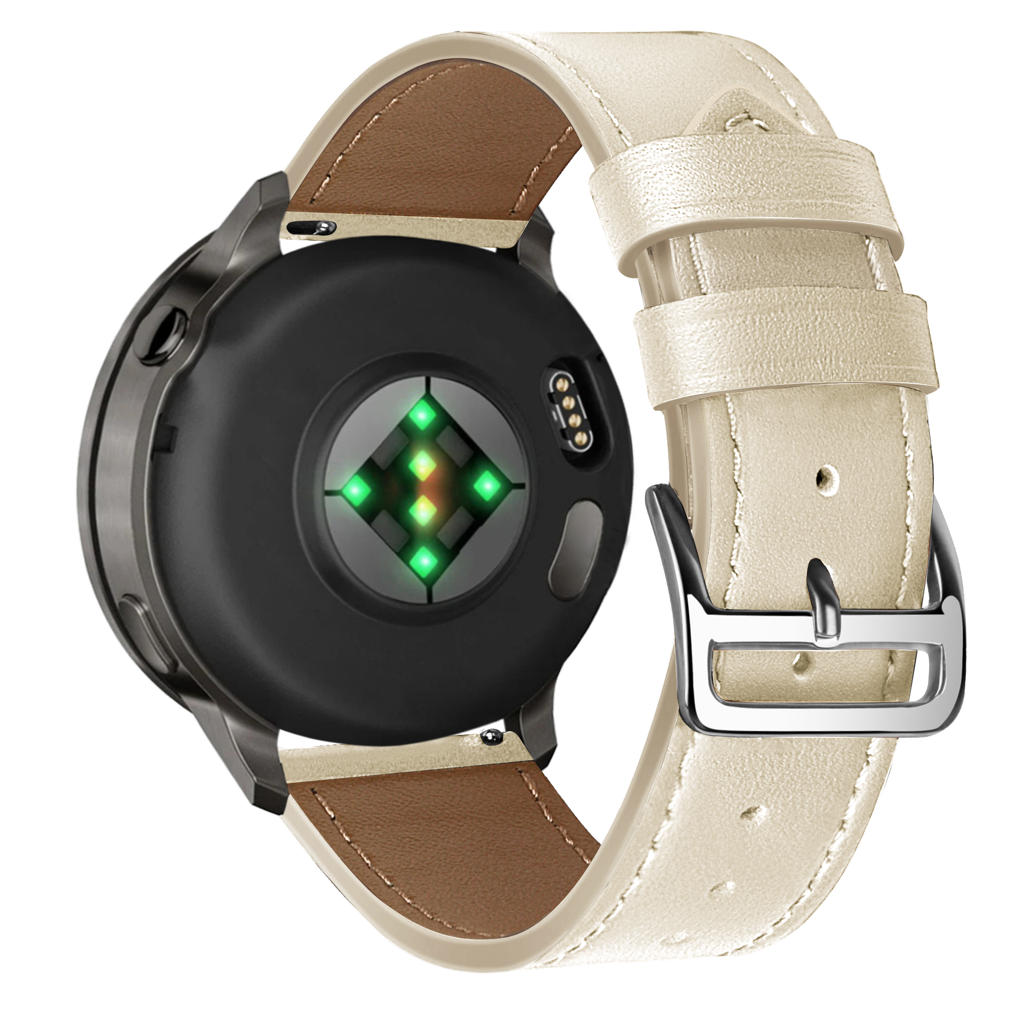 Bandz Garmin Vivoactive 4s Lederarmband 'Deluxe' (Beige)