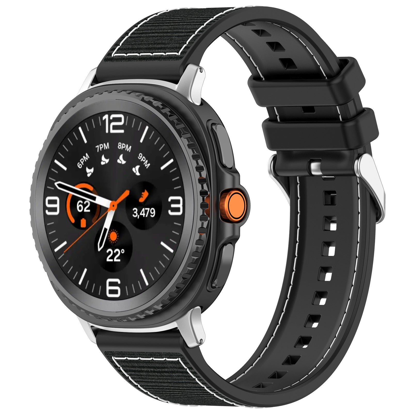 Samsung Galaxy Watch 8 - 44mm Hybrid Nylonarmband (Schwarz)