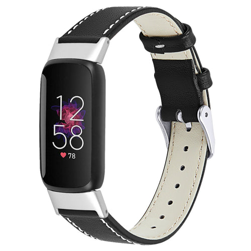 Fitbit Luxe modernes Leder-Armband (schwarz)