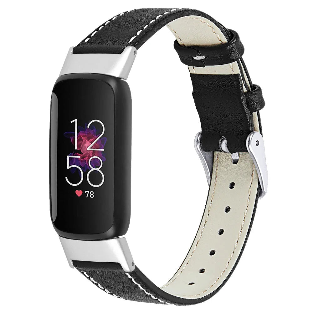 Fitbit Luxe modernes Leder-Armband (schwarz)