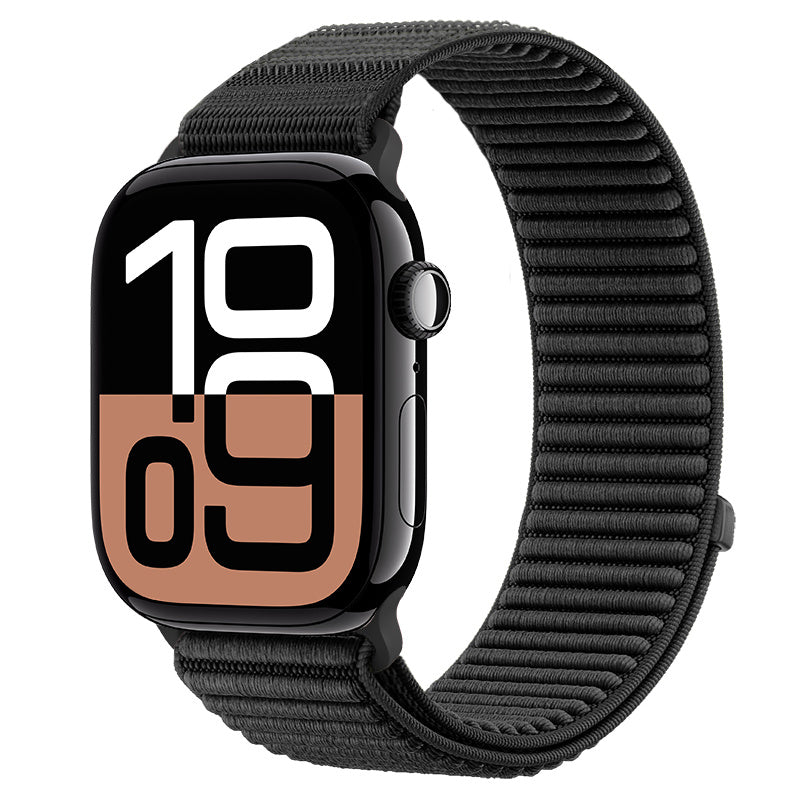 Strap-it Apple Watch Wave Nylonarmband (Schwarz)
