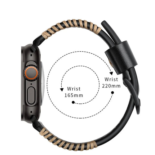 Apple Watch Stitched Leather Strap (Black)