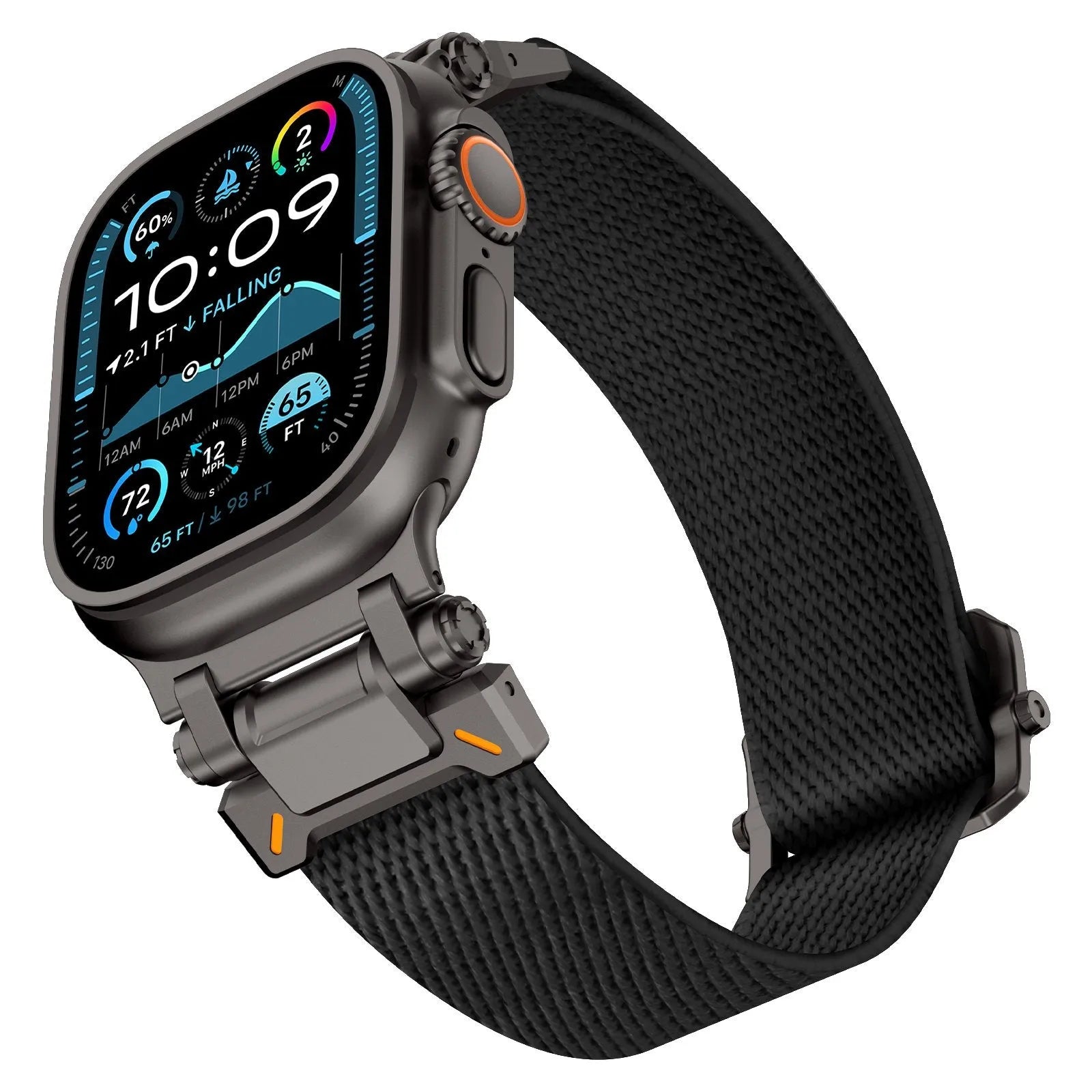 Apple Watch 'Explorer' Polyester Armband (Schwarz mit Schwarz)