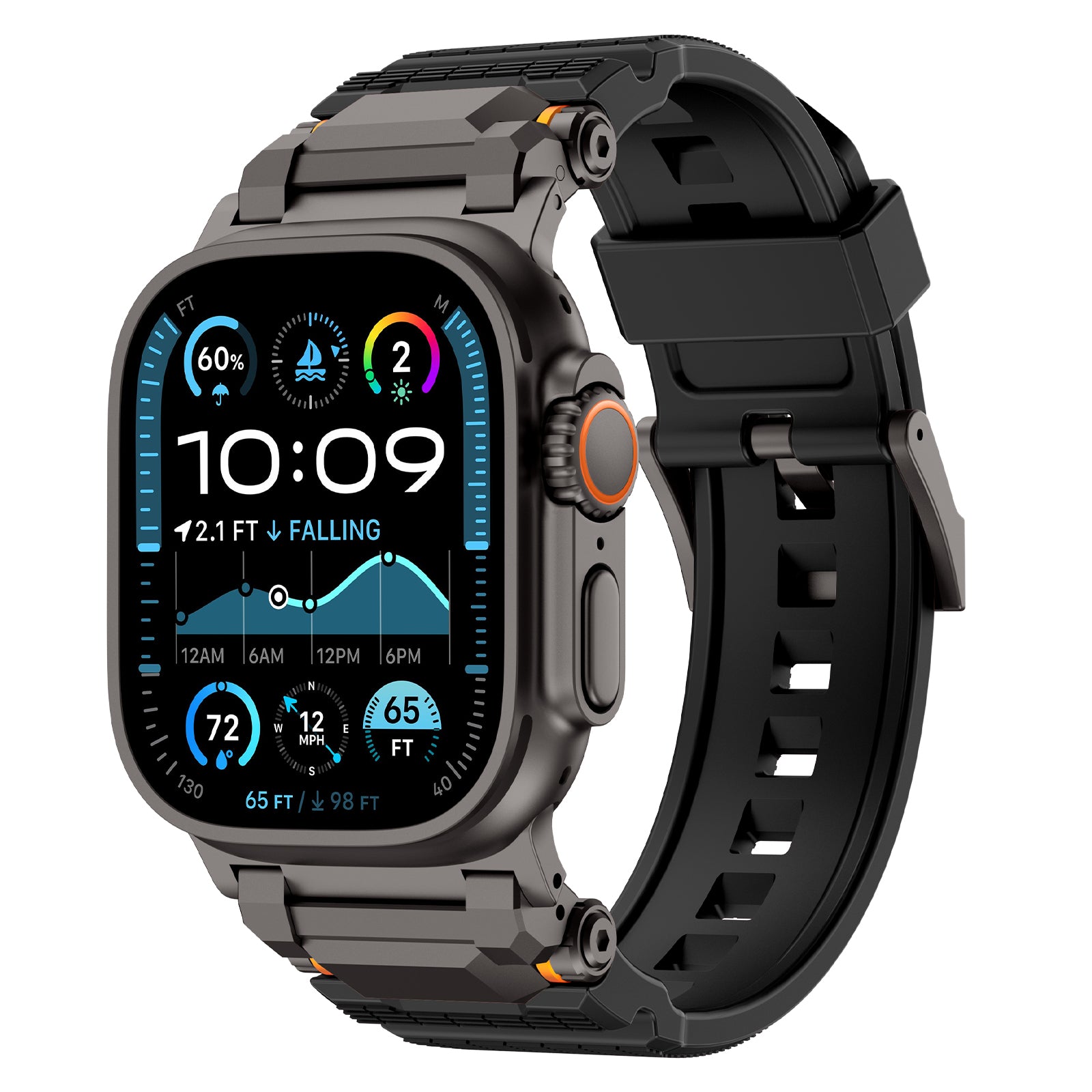 Apple Watch 'Adventurer' Silikonarmband (Schwarz mit Schwarz)