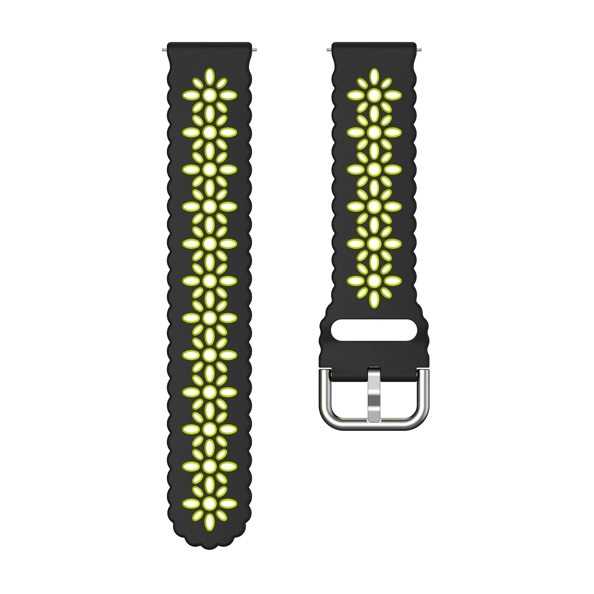 Coros Pace 2 Gemustertes Silikonarmband (Schwarz/Grün)
