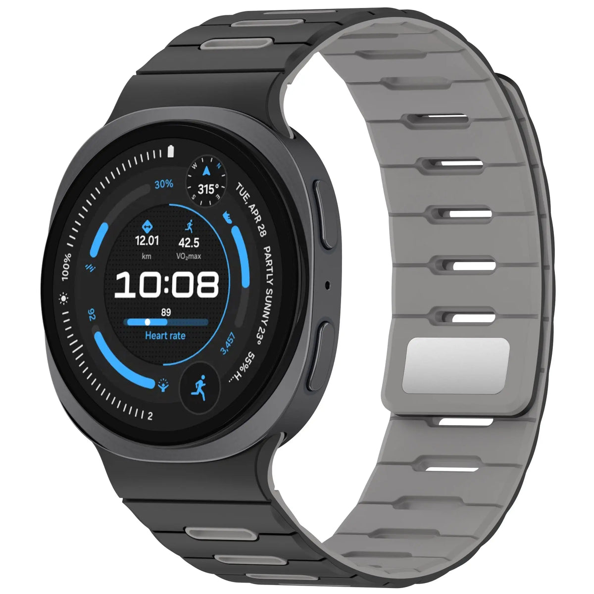 Samsung Galaxy Watch 8 - 40mm Magnetisches Silikonband (Schwarz/Grau)