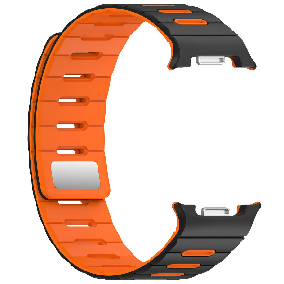 Samsung Galaxy Watch 8 - 44mm Magnetic Silicone Strap (Black/Orange)