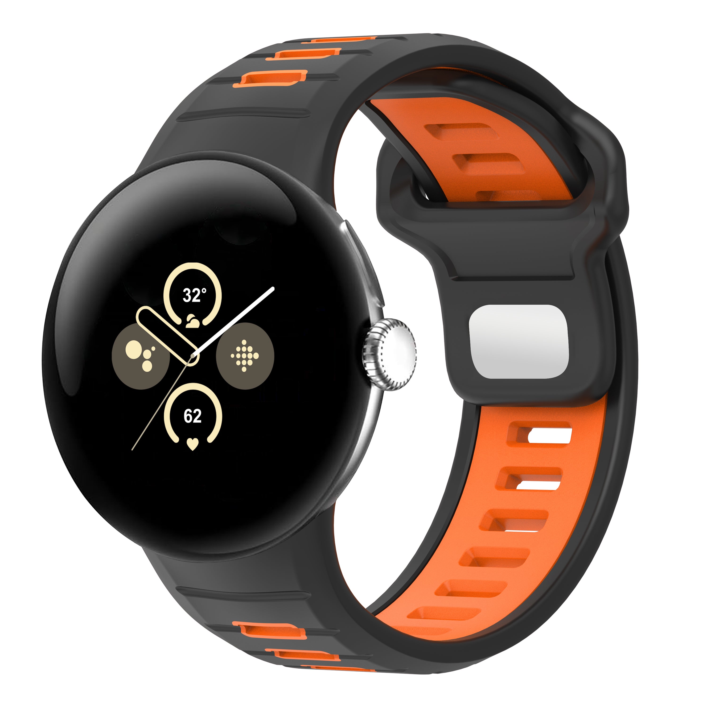 Google Pixel Watch 3 - 45mm Duo Sportarmband (Schwarz/Orange)