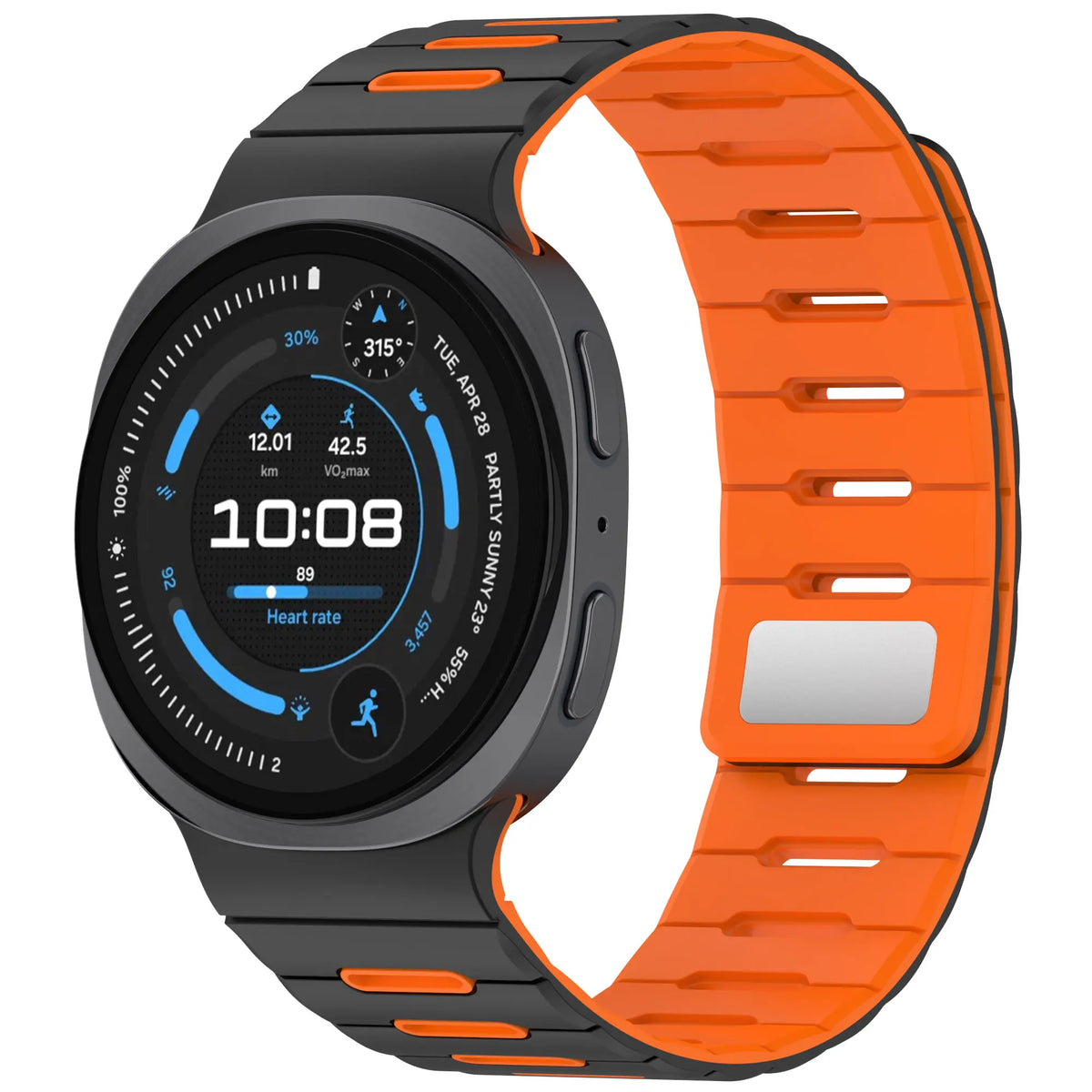 Samsung Galaxy Watch 9 - 44mm Magnetisches Silikonband (Schwarz/Orange)
