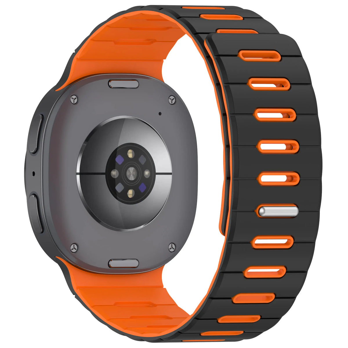 Samsung Galaxy Watch 9 - 44mm Magnetisches Silikonband (Schwarz/Orange)