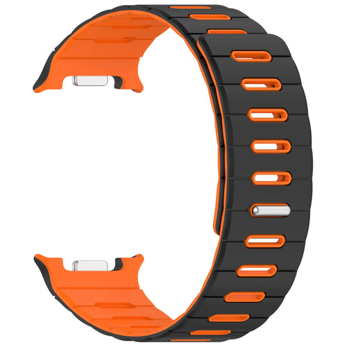 Samsung Galaxy Watch 8 Classic Magnetisches Silikonband (Schwarz/Orange)