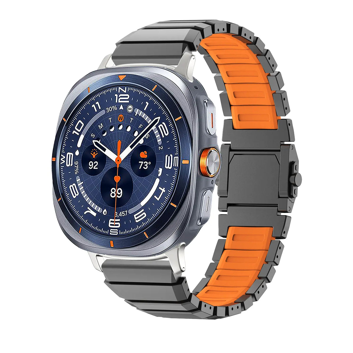 Samsung Galaxy Watch Ultra 2 One Bead Titan-Hybridarmband (Schwarz/Orange)