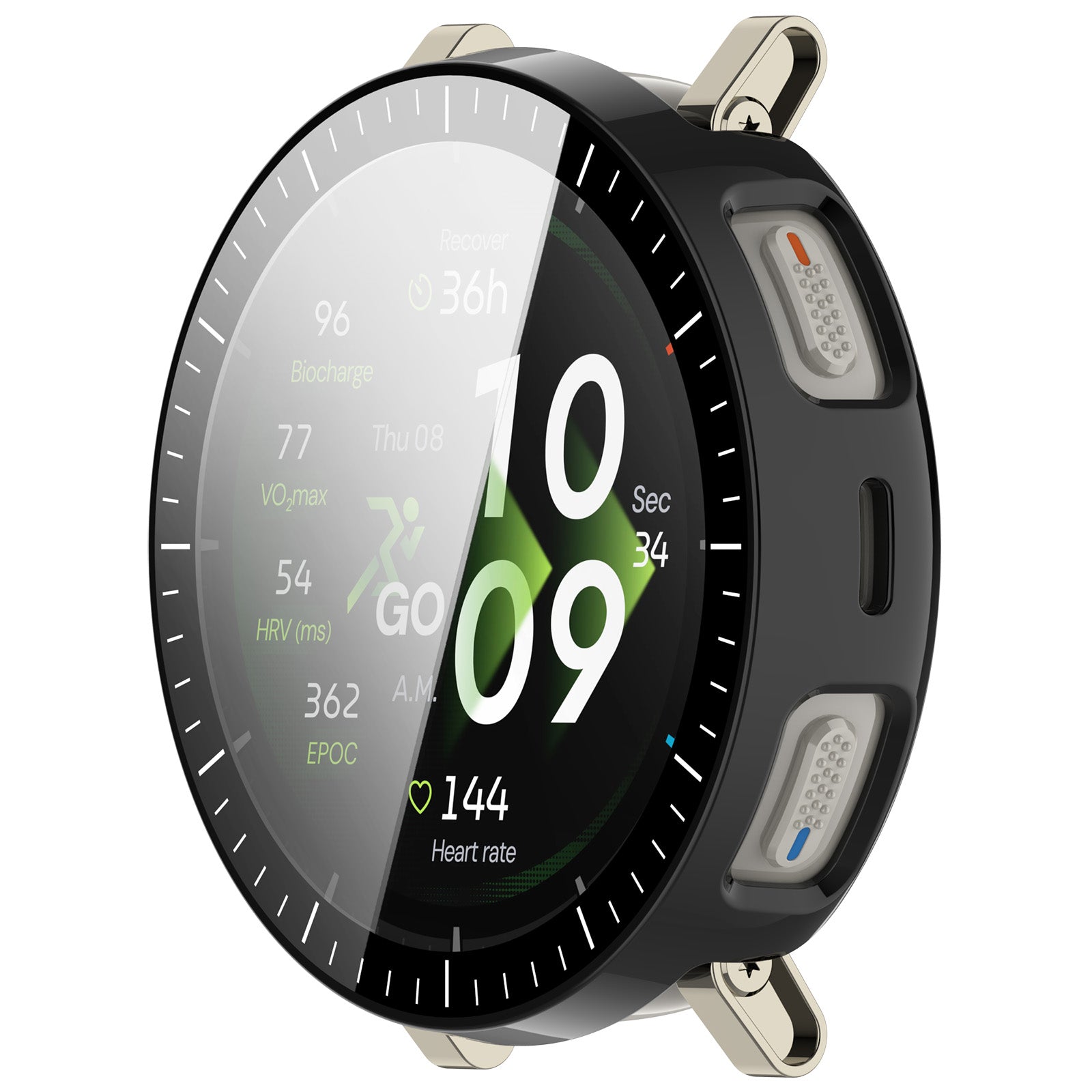 Amazfit Active 3 Premium PC Hülle mit Glas (Schwarz)