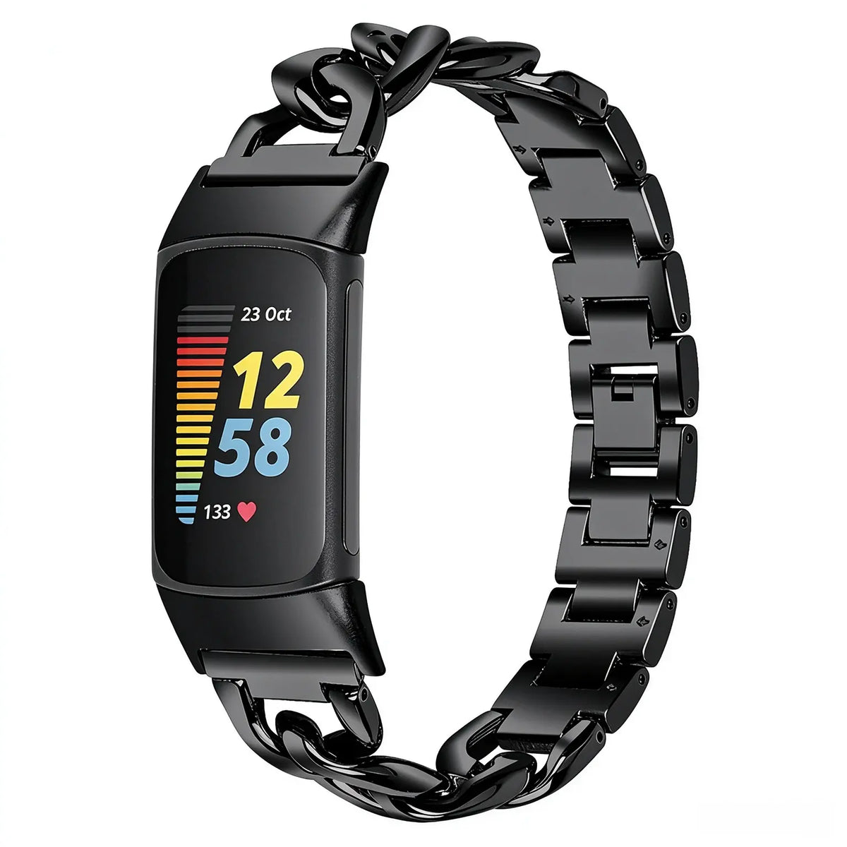 Fitbit Charge 5 Stahl Kettenarmband (Schwarz)