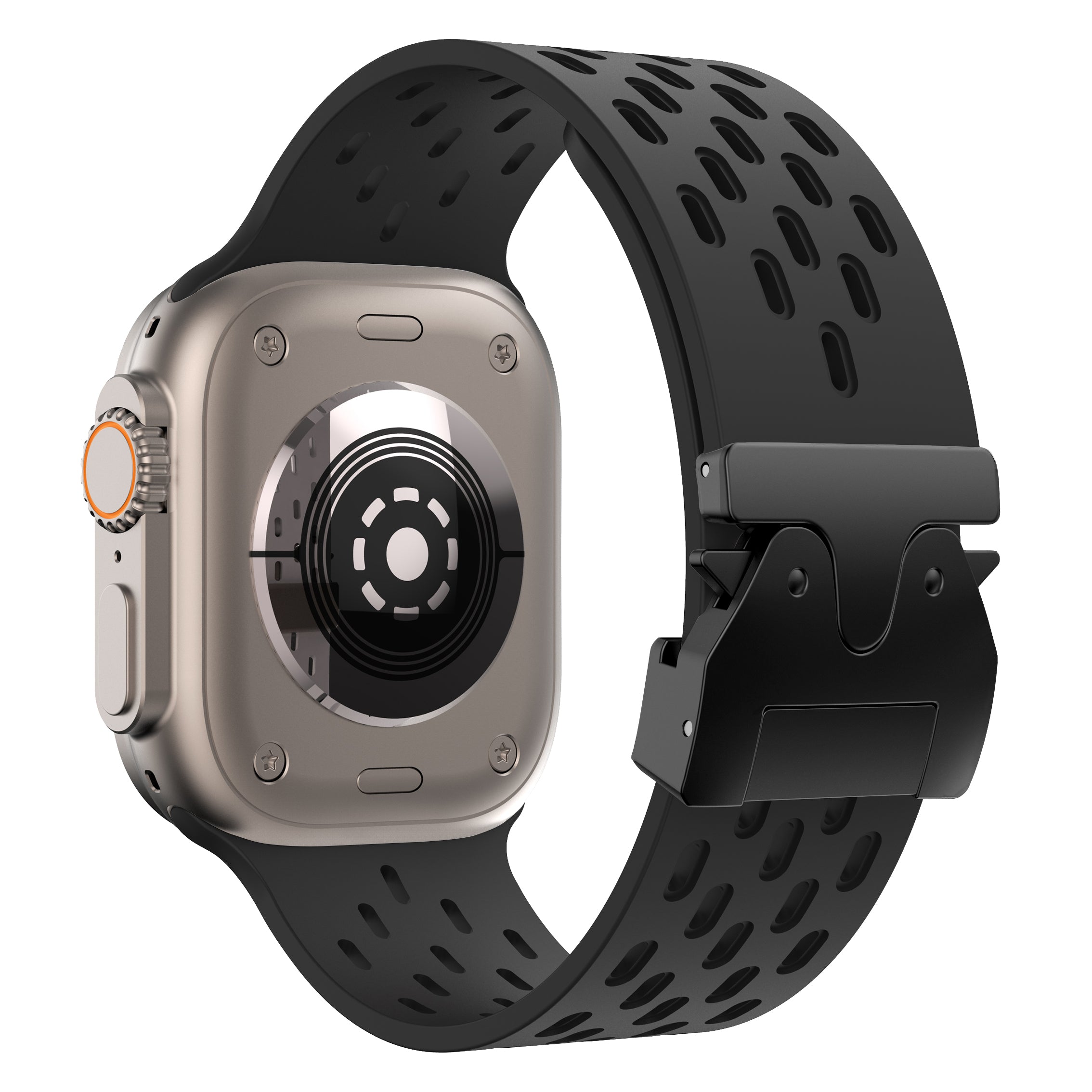 Apple Watch Silikonarmband mit P-Schnalle (Schwarz)