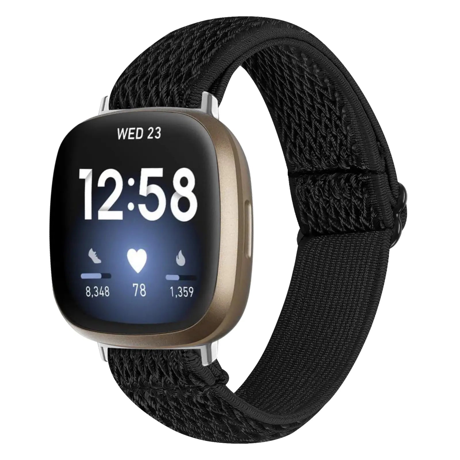 Fitbit Versa 4 Elastisches Armband (Schwarz)