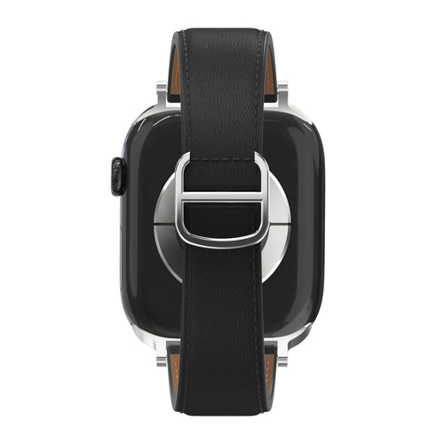 Bandz Apple Watch Lederarmband 'D-Type' (Schwarz)