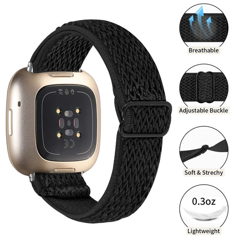 Fitbit Sense 2 Elastisches Armband (Schwarz)