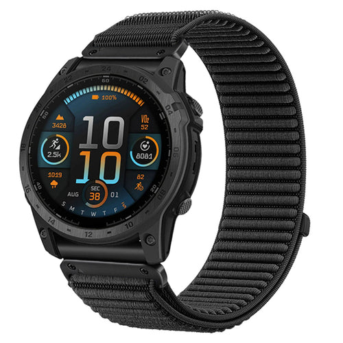 Garmin Fenix 8 - 43mm Wave Nylonarmband (Schwarz)